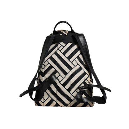 Dolce & Gabbana Black White Nylon Leather Travel Back Pack Bag
