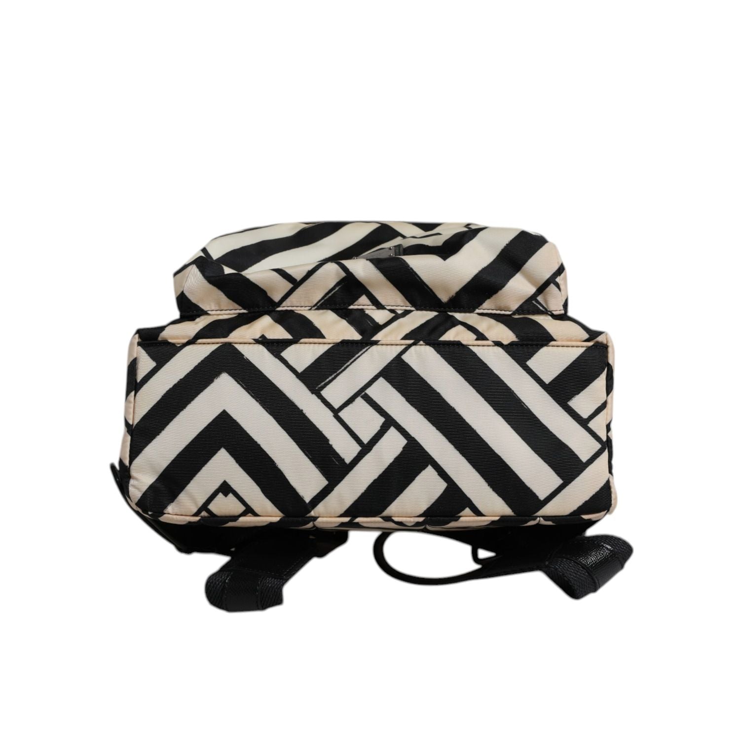 Dolce & Gabbana Black White Nylon Leather Travel Back Pack Bag