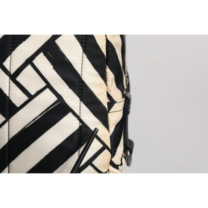 Dolce & Gabbana Black White Nylon Leather Travel Back Pack Bag