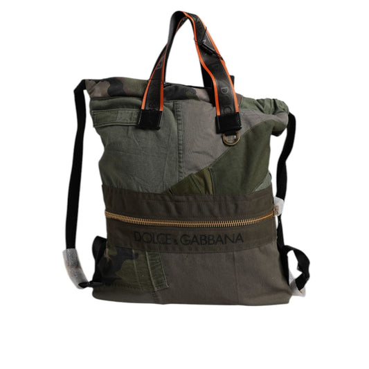 Dolce & Gabbana Military Green Patchwork Rucksack Backpack Bag BAG4401
