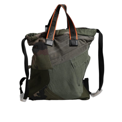 Dolce & Gabbana Military Green Patchwork Rucksack Backpack Bag