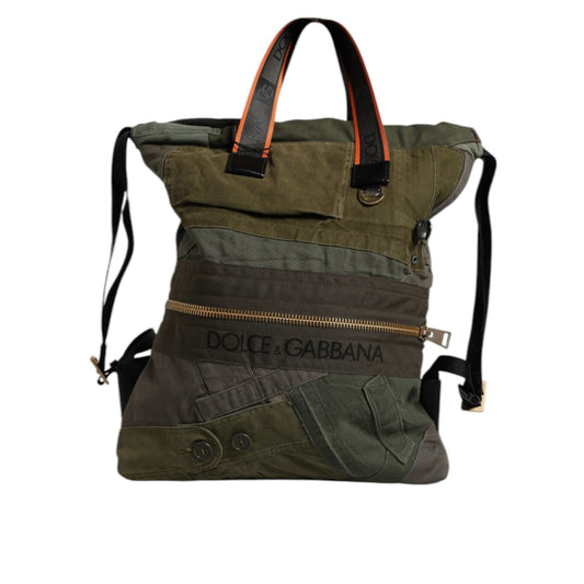 Dolce & Gabbana Military Green Patchwork Rucksack Backpack Bag BAG4402