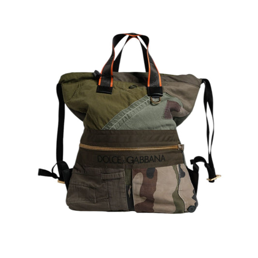 Dolce & Gabbana Military Green Patchwork Rucksack Backpack Bag BAG4403