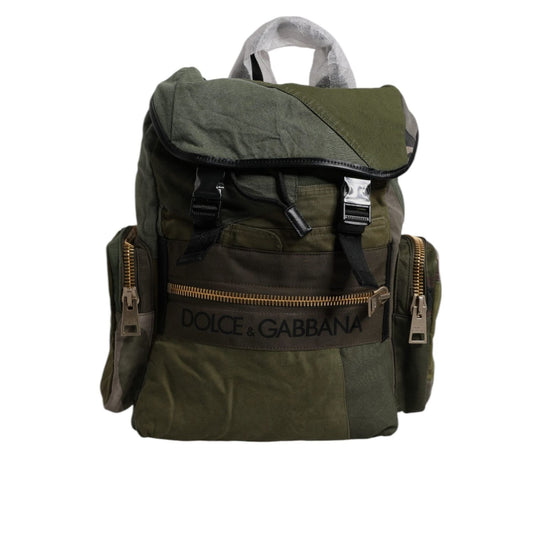 Dolce & Gabbana Military Green Patchwork Travel Backpack Bag BAG4404