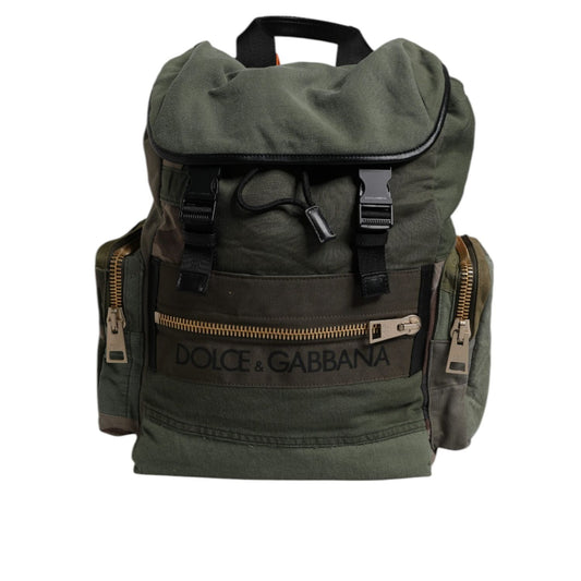 Dolce & Gabbana Military Green Patchwork Travel Backpack Bag BAG4450