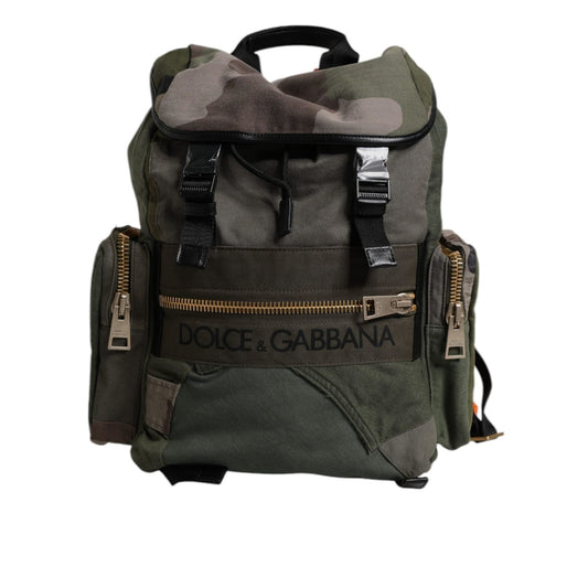 Dolce & Gabbana Military Green Patchwork Travel Backpack Bag BAG4452