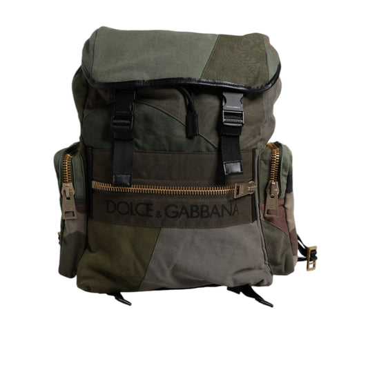 Dolce & Gabbana Military Green Patchwork Travel Backpack Bag BAG4453