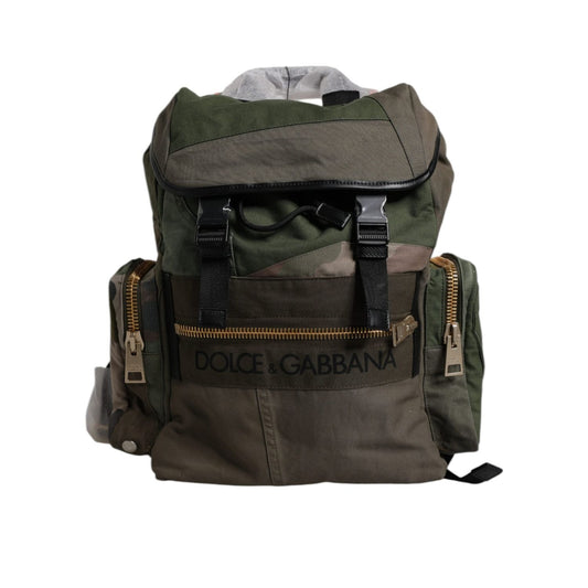 Dolce & Gabbana Military Green Patchwork Travel Backpack Bag BAG4454