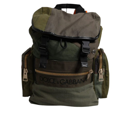 Dolce & Gabbana Military Green Patchwork Travel Backpack Bag BAG4455
