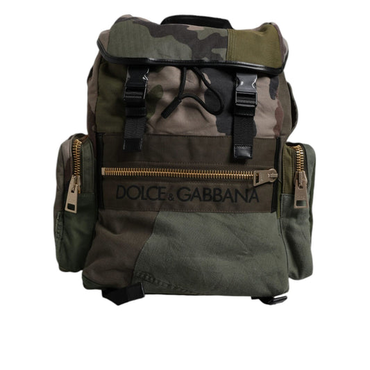 Dolce & Gabbana Military Green Patchwork Travel Backpack Bag BAG4457
