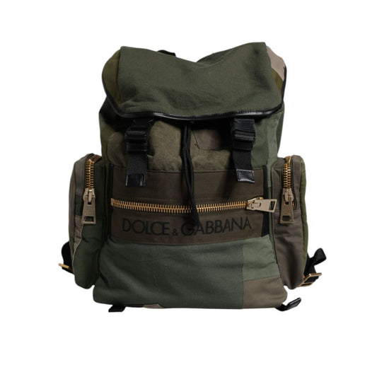 Dolce & Gabbana Military Green Patchwork School Backpack Bag BAG4459