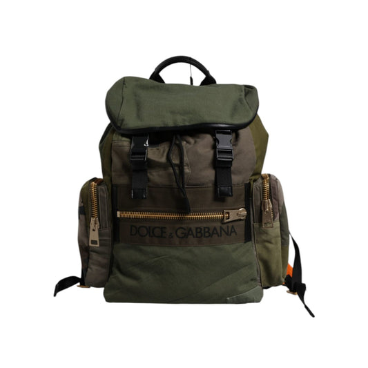 Dolce & Gabbana Military Green Patchwork Travel Backpack Bag BAG4471