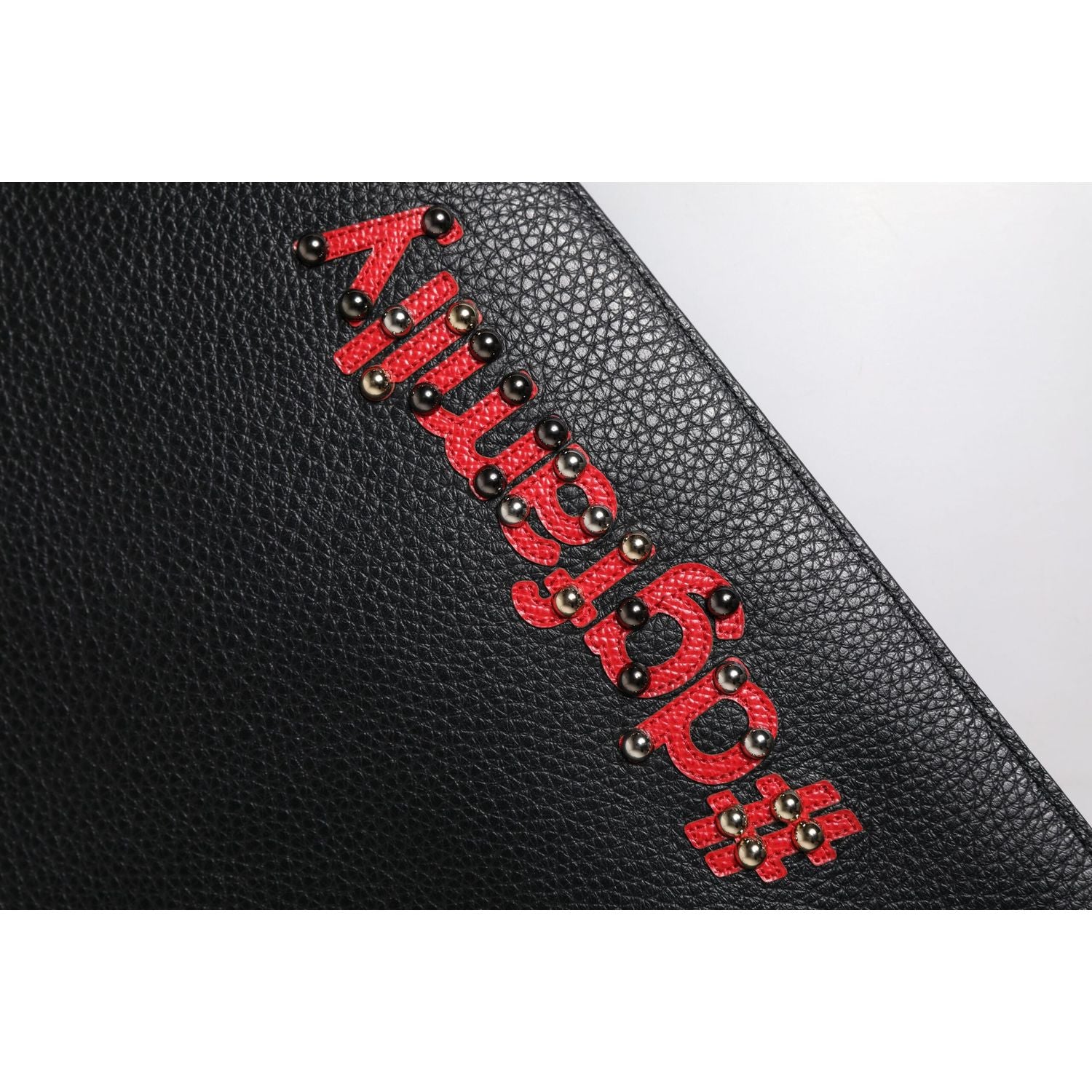 Dolce & Gabbana Black #DGFamily Embellished Leather Clutch Bag