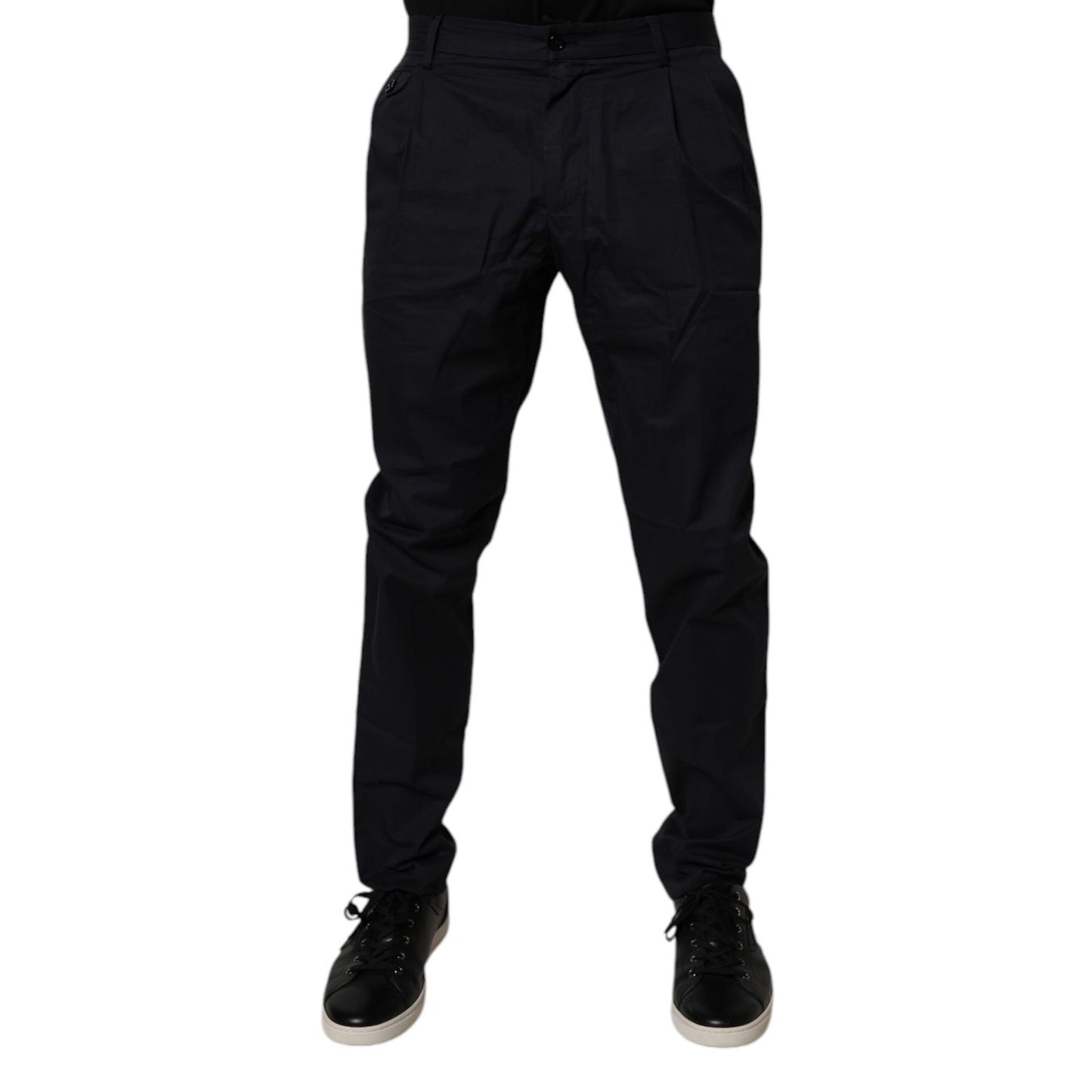 Dolce & Gabbana Dark Blue Cotton Tapered Formal Pants