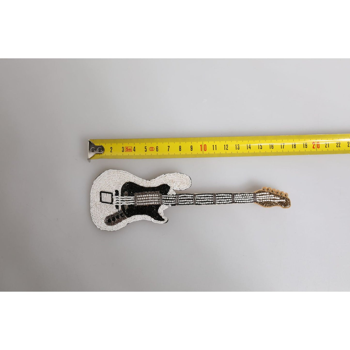 Dolce & Gabbana Gold Brass Logo Beaded Guitar Pin Brooch SMY10636