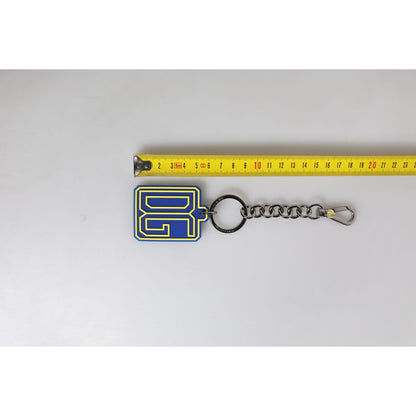 Dolce & Gabbana Blue Yellow DG Rubber Logo Silver Men's Keychain Keyring