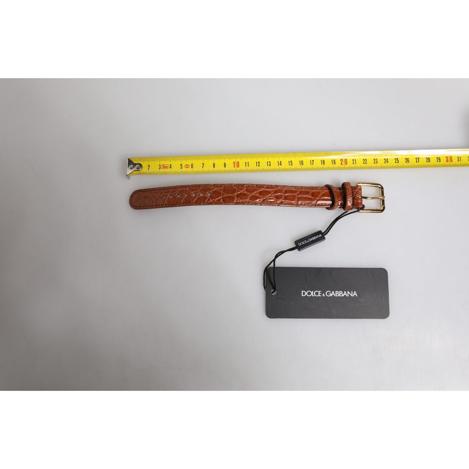 Dolce & Gabbana Brown Textured Leather Gold Metal Buckle Armband