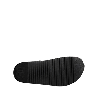 Dolce & Gabbana Black Crystal Embellish Strap Sandals Shoes