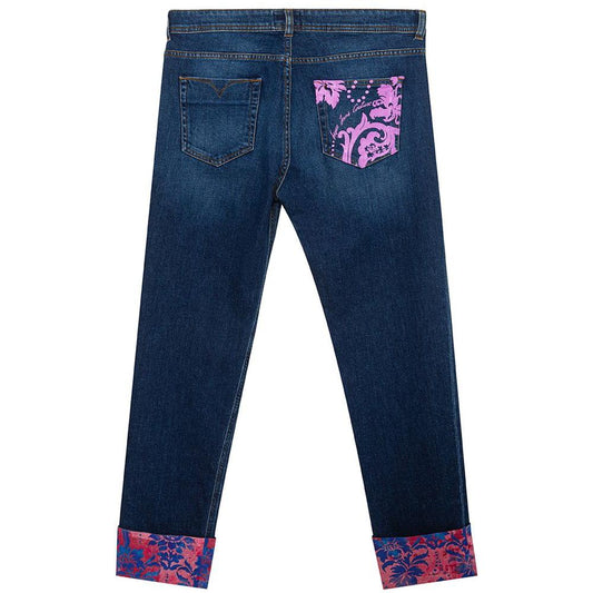Versace Jeans Blue Cotton Jeans & Pant Versace Jeans Dark Slate Gray