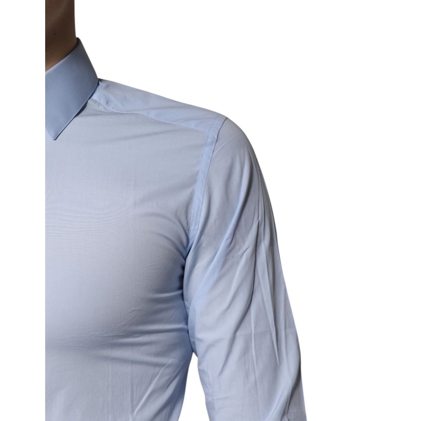 Dolce & Gabbana Light Blue Cotton GOLD Dress Formal Shirt