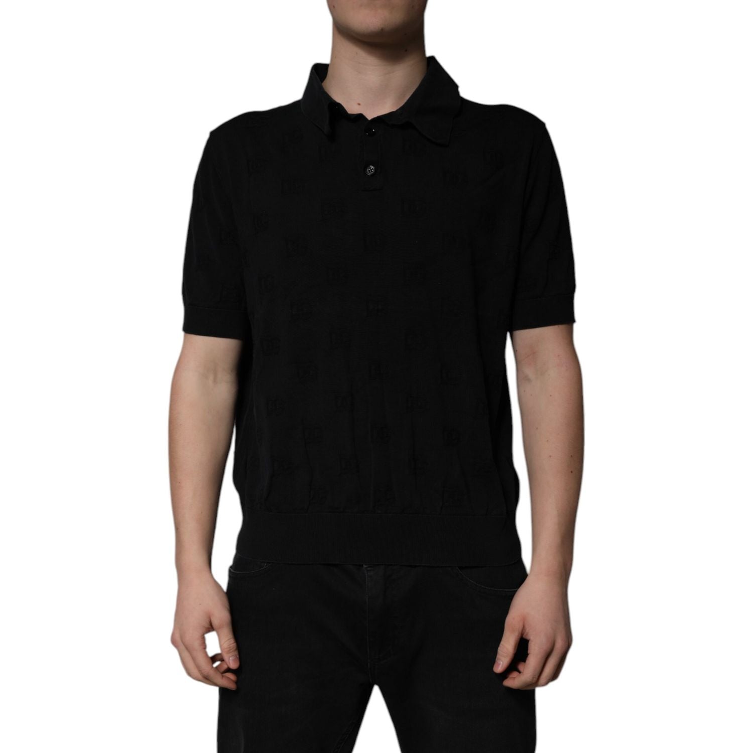 Dolce & Gabbana Black Silk Collared Polo T-shirt