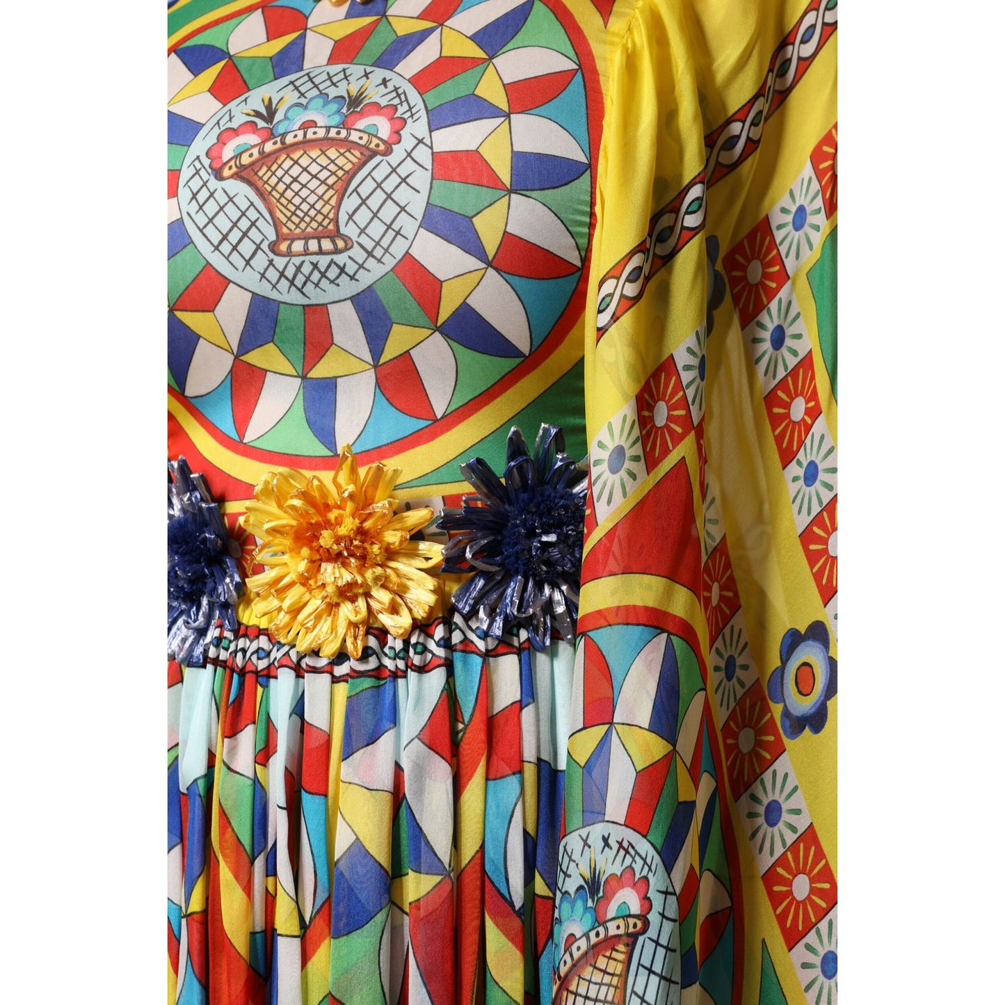 Dolce & Gabbana Multicolour Carretto Print Kaftan Twill Dress