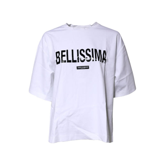 Dolce & Gabbana White Bellissima Cotton Crew Neck T-shirt