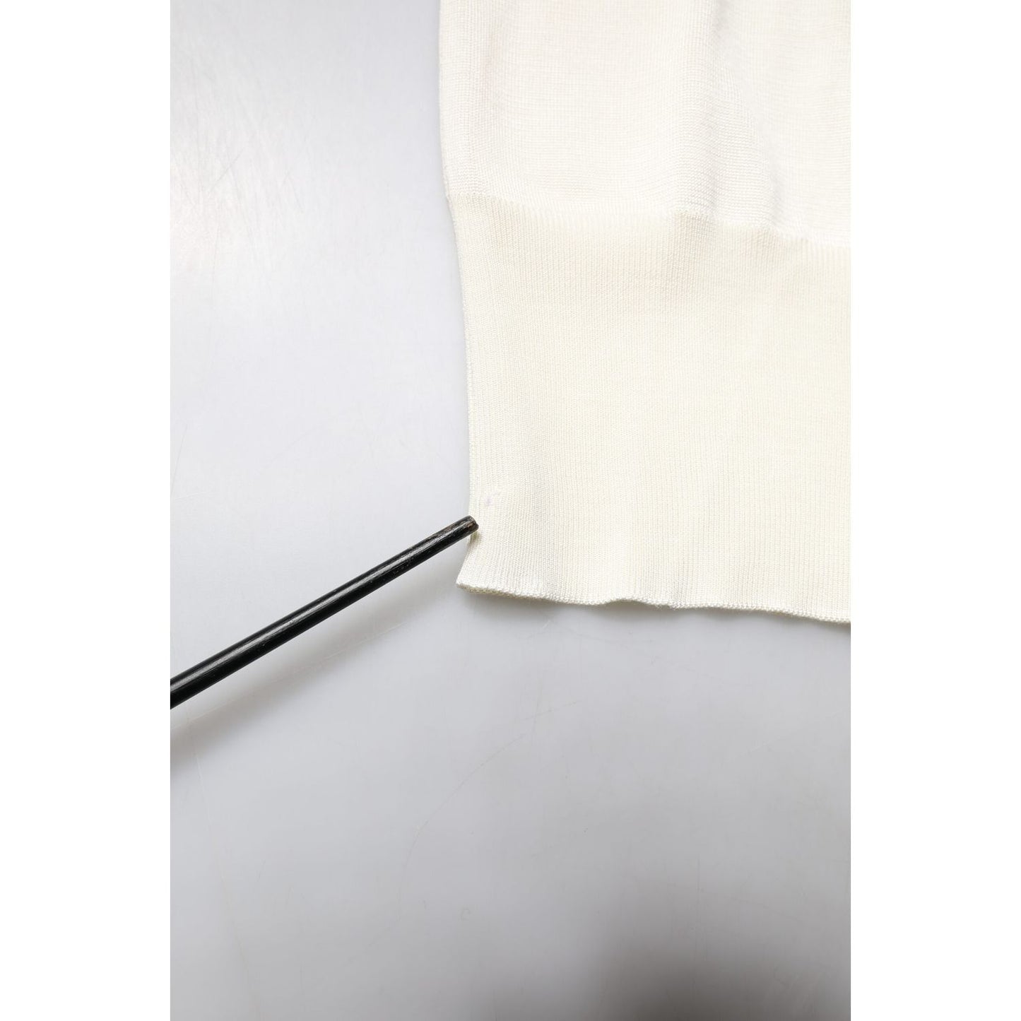 Dolce & Gabbana Cream Short Sleeve Silk Round Neck Blouse Top