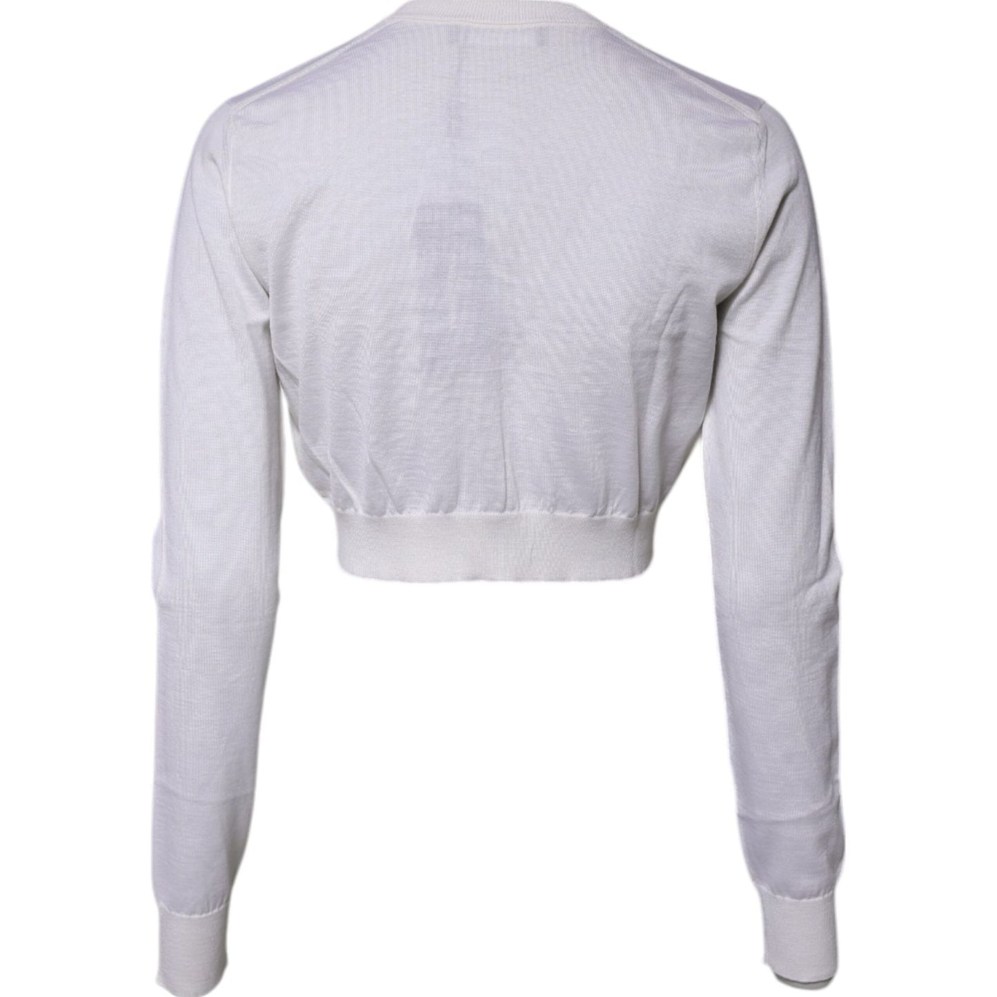 Dolce & Gabbana Cream Cashmere Knit Cropped Cardigan Sweater