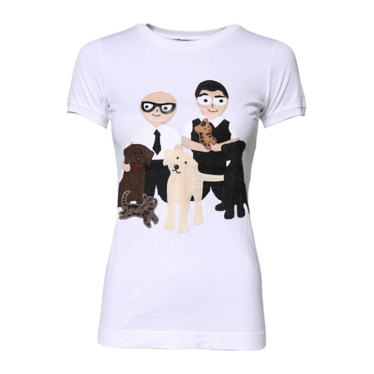Dolce & Gabbana White Cotton #DGFAMILY Embroidery T-shirt