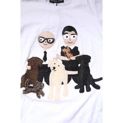 Dolce & Gabbana White Cotton #DGFAMILY Embroidery T-shirt