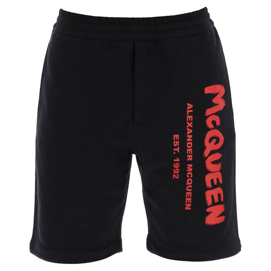 Alexander Mcqueen jersey graffiti sweatshorts Short trousers Alexander Mcqueen Black