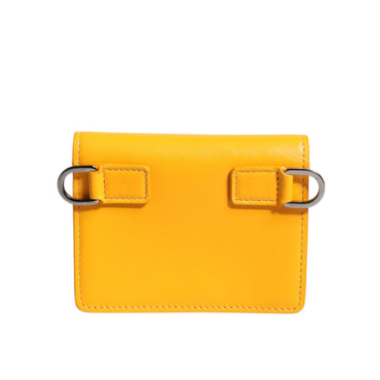 Dolce & Gabbana Yellow Leather Bifold Card Holder Crossbody Bag