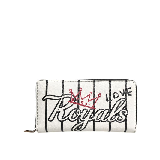 Dolce & Gabbana White Leather DG Crown Royals Continental Zip Around Wallet