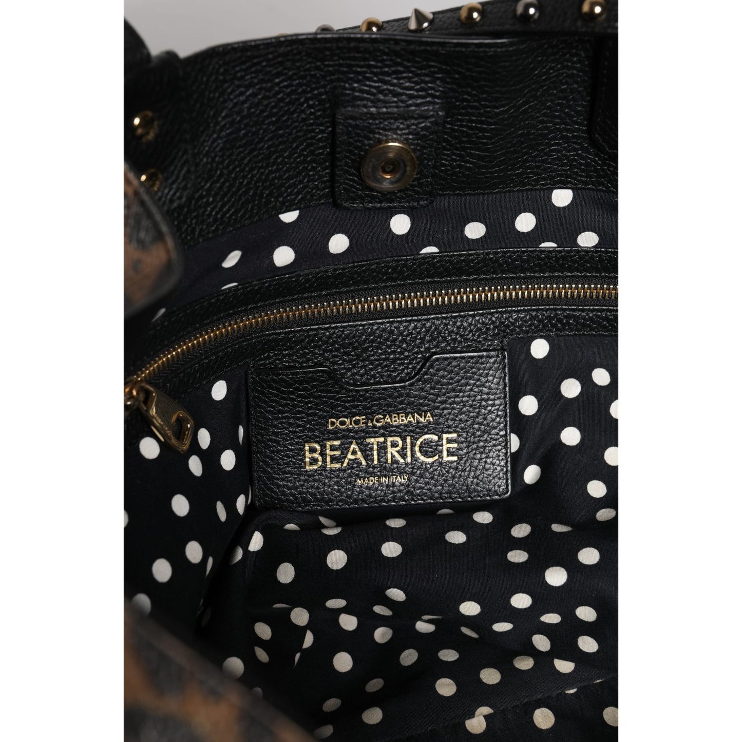 Dolce & Gabbana Brown Leopard BEATRICE Leather Logo Plaque Tote Bag