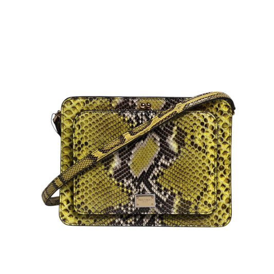 Dolce & Gabbana Green Exotic Leather DG Plaque Crossbody Clutch Bag