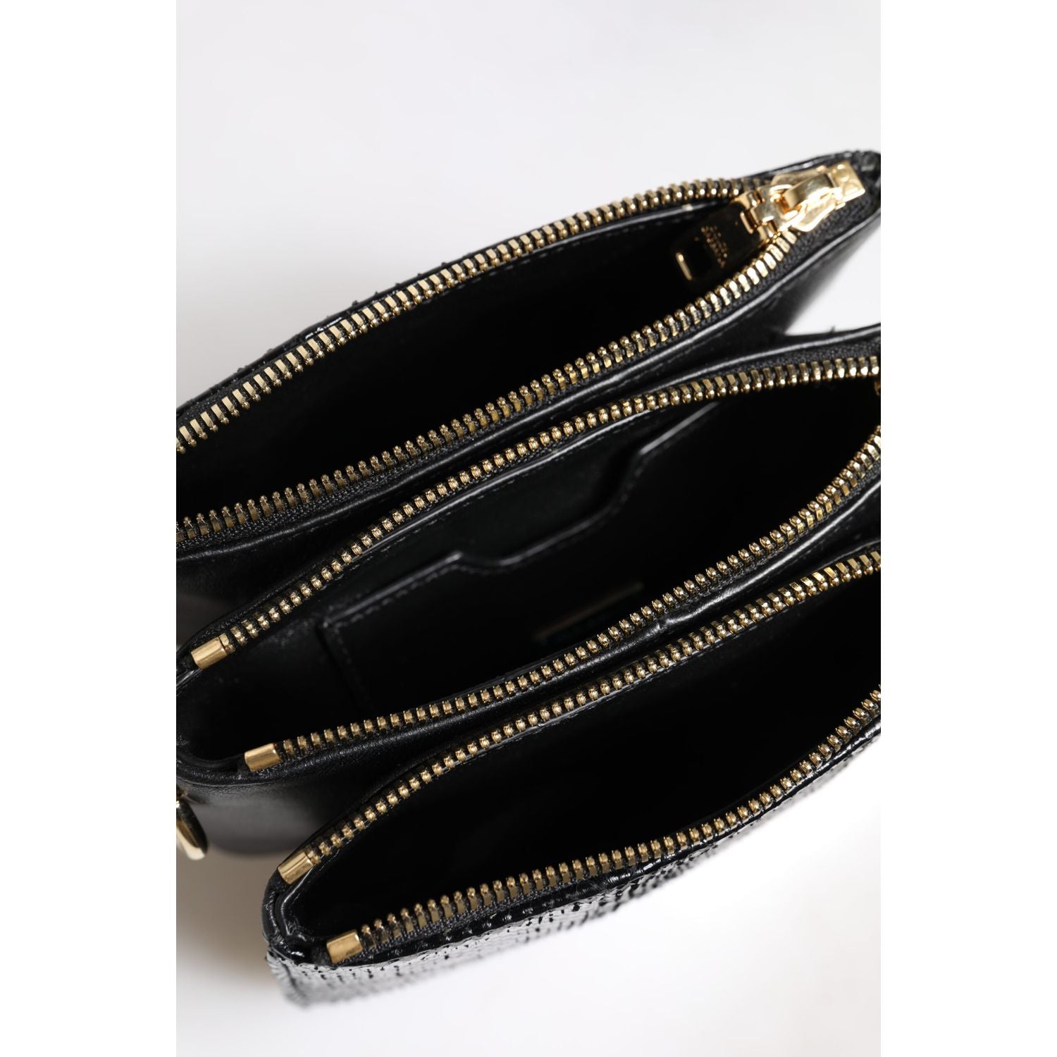 Dolce & Gabbana Black Exotic Leather Shoulder Sling Clutch Bag