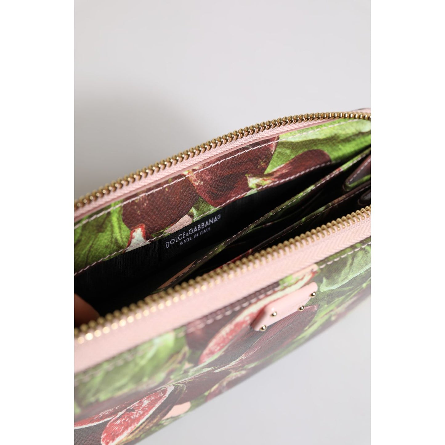 Dolce & Gabbana Multicolor Fig Fruit Dauphine Leather Zip Around Continental Wallet