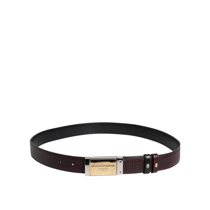 Dolce & Gabbana Black Brown Leather Metal Buckle Reversible Belt