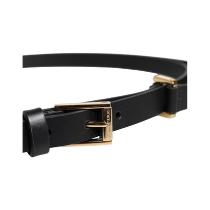 Dolce & Gabbana Black Calf Leather Gold Metal Buckle Belt