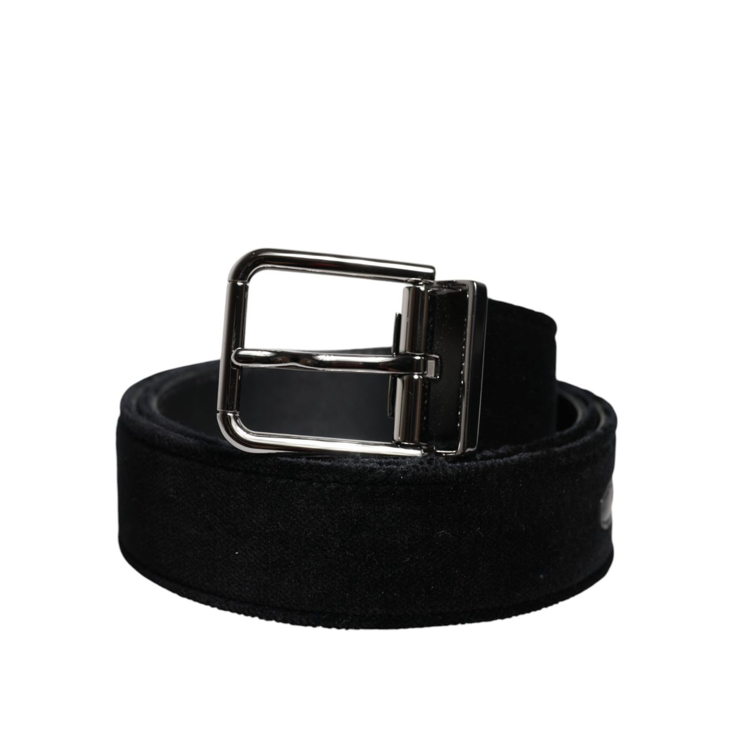 Dolce & Gabbana Black Cotton Silver Tone Metal Buckle Belt