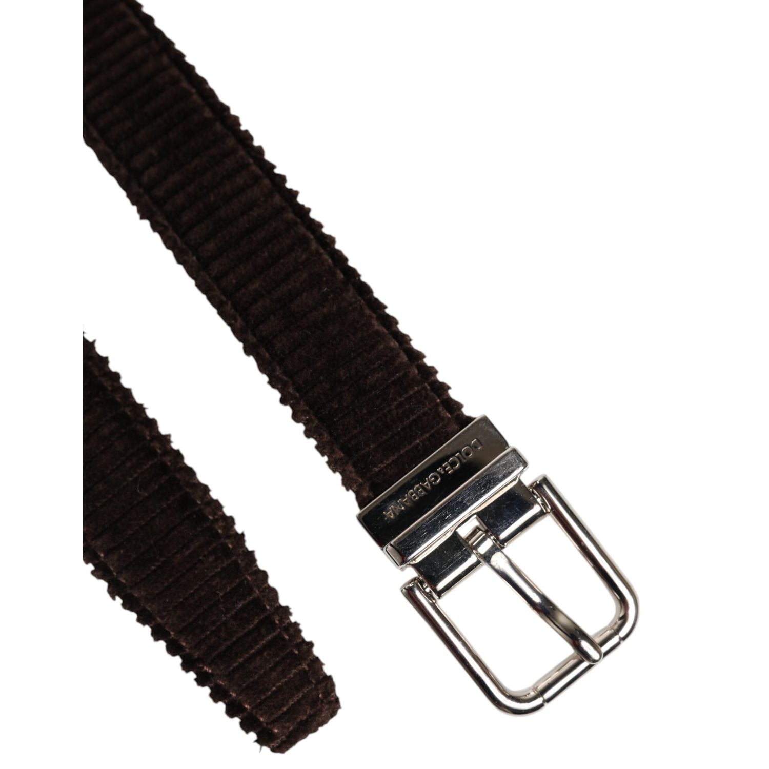 Dolce & Gabbana Brown Velvet Metal Buckle Classic Belt