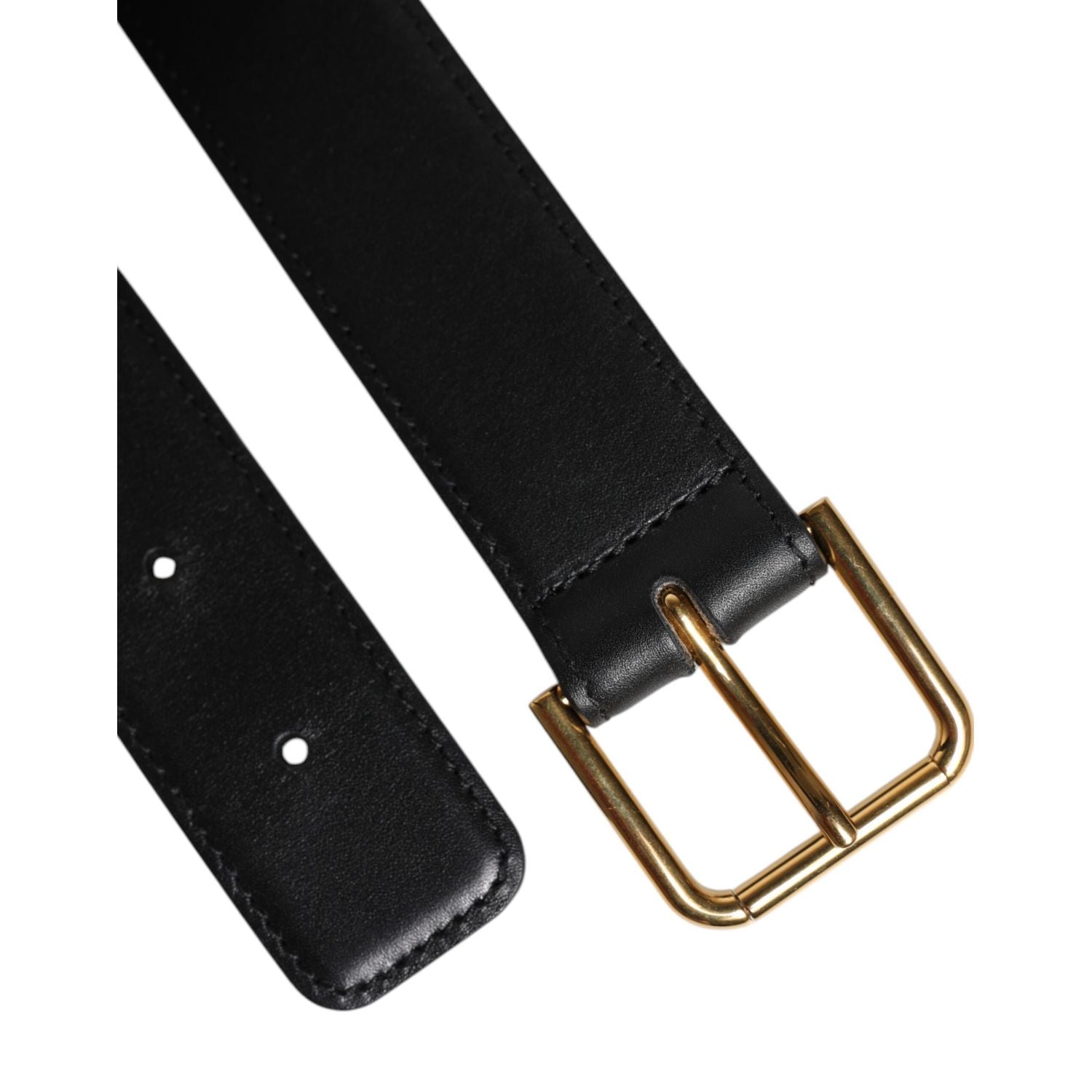 Dolce & Gabbana Black Leather Metal Buckle Classic Belt