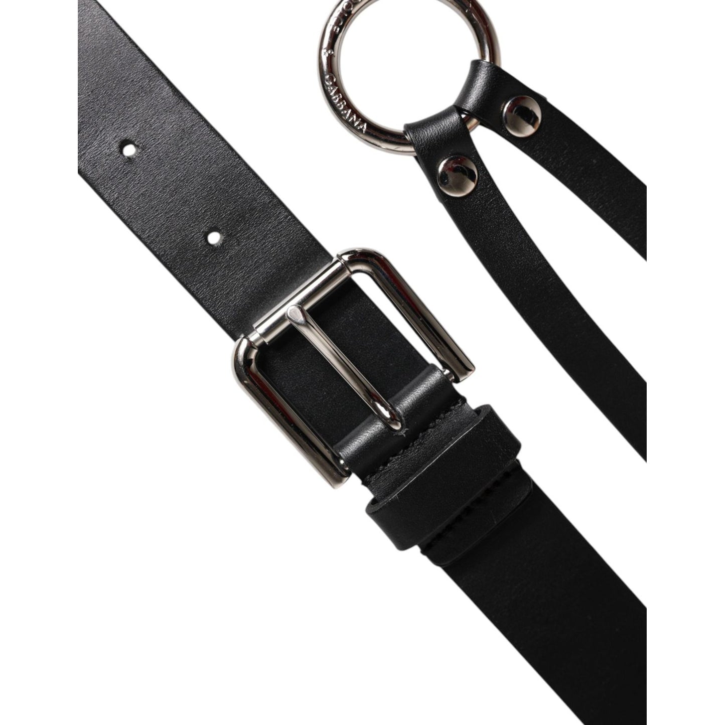 Dolce & Gabbana Black Leather Classic Metal Logo Buckle Belt