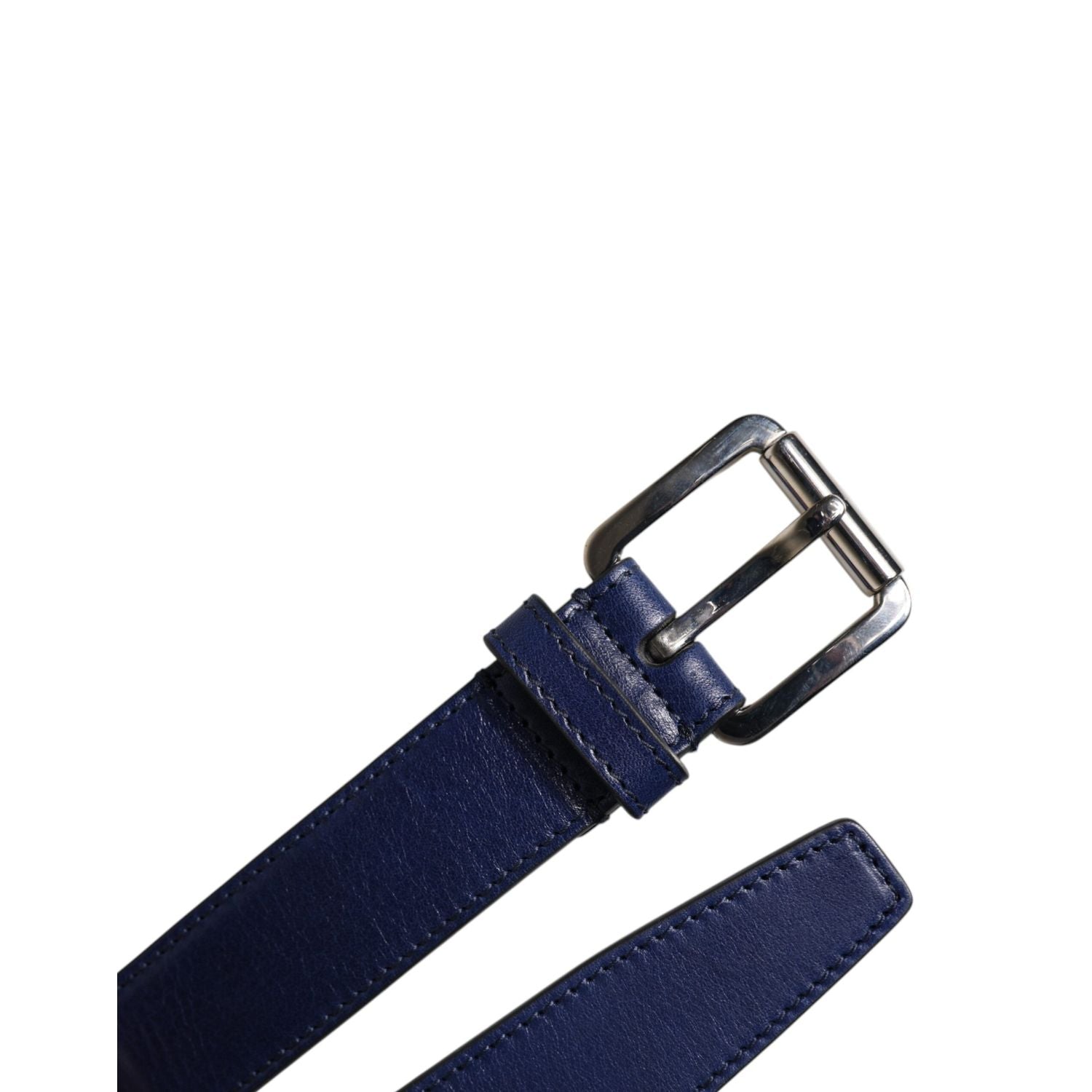 Dolce & Gabbana Blue Cotton Leather Printed Metal Buckle Belt