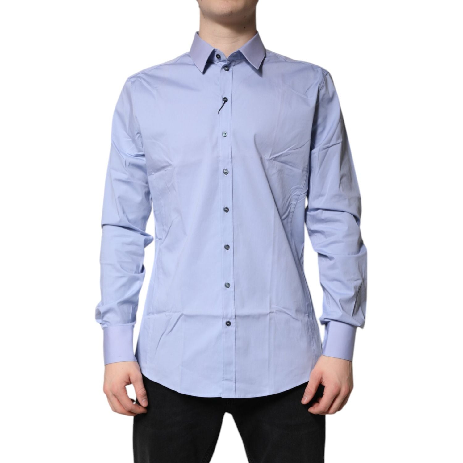 Dolce & Gabbana Light Blue Cotton SICILIA Dress Formal Shirt