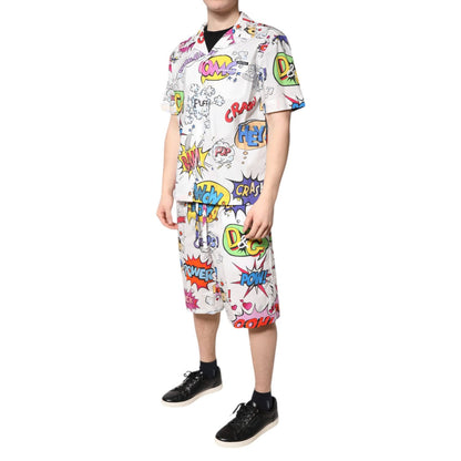 Dolce & Gabbana White Cartoon Print Cotton Men Pajama Set Sleepwear