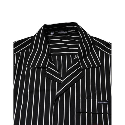 Dolce & Gabbana Black White Stripes Cotton Men Pajama Set Sleepwear