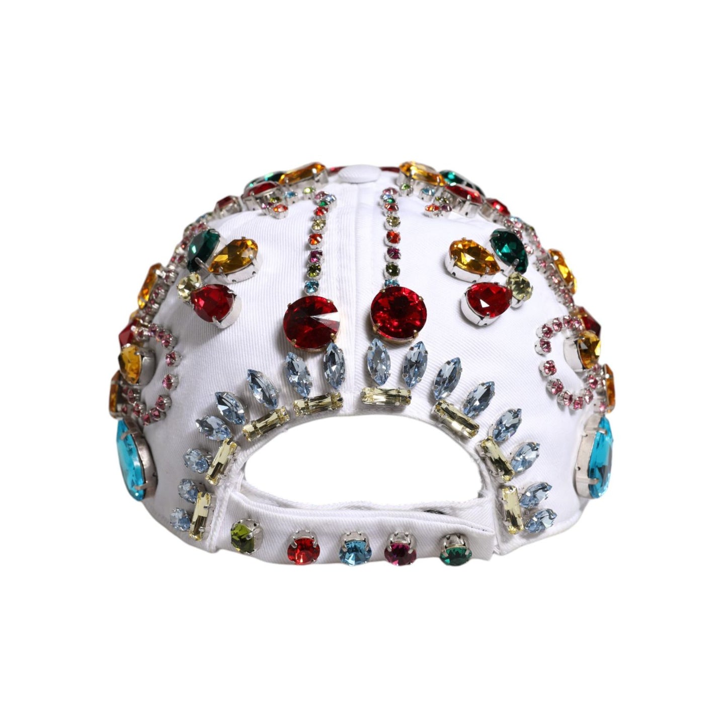 Dolce & Gabbana White Multicolor Crystal Embellish Baseball Cap