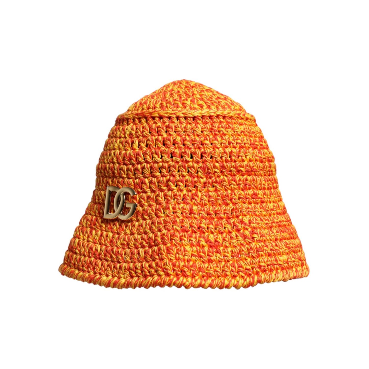 Dolce & Gabbana Orange Cotton Crochet DG Logo Bucket Hat